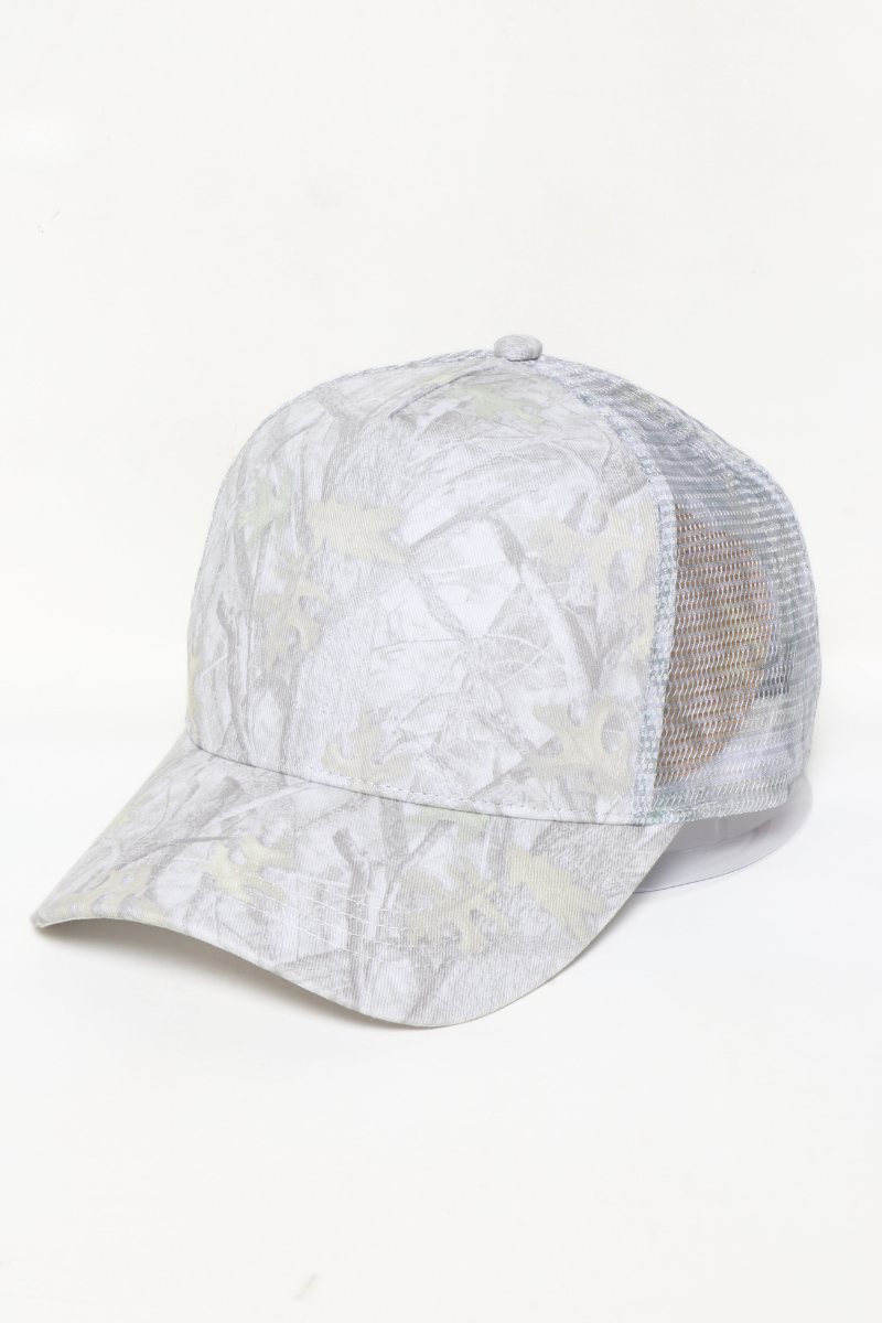 Camo Woods Print Mesh Back Trucker Cap