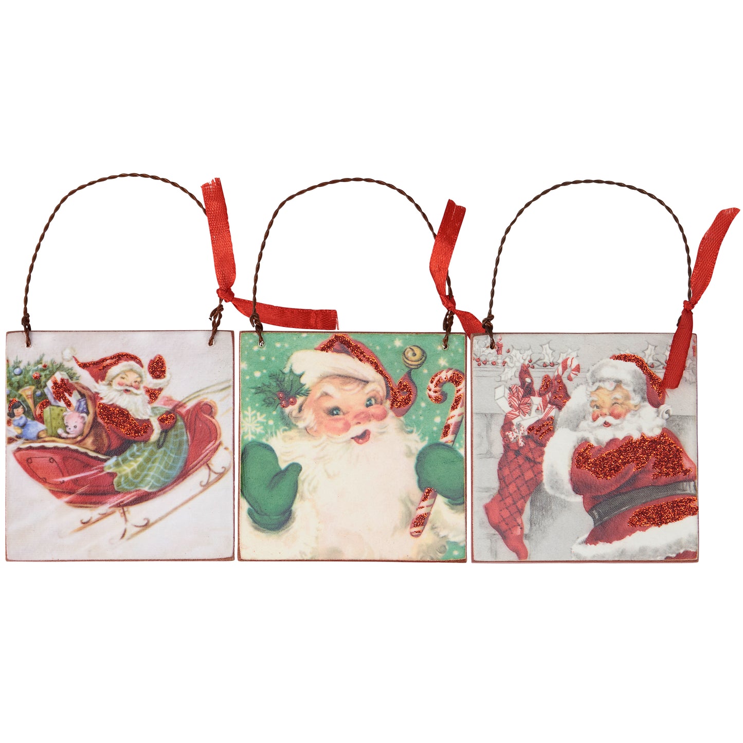 Retro Santa Ornament Set