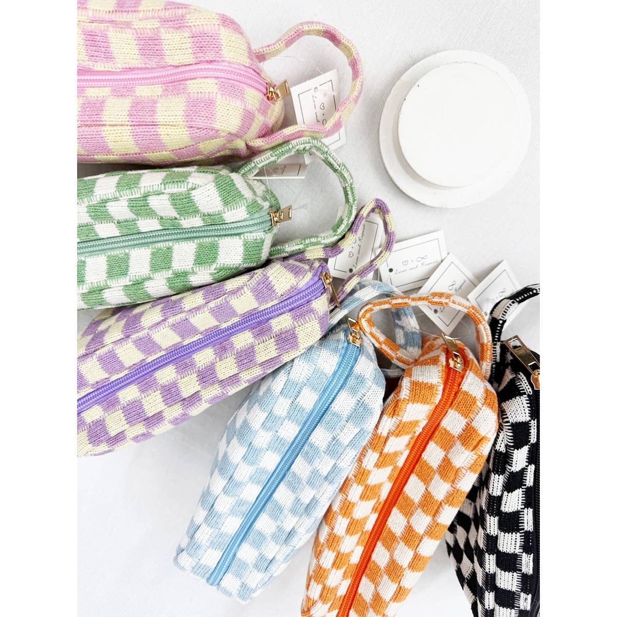 Famous Checker Cosmetic Bag with handle