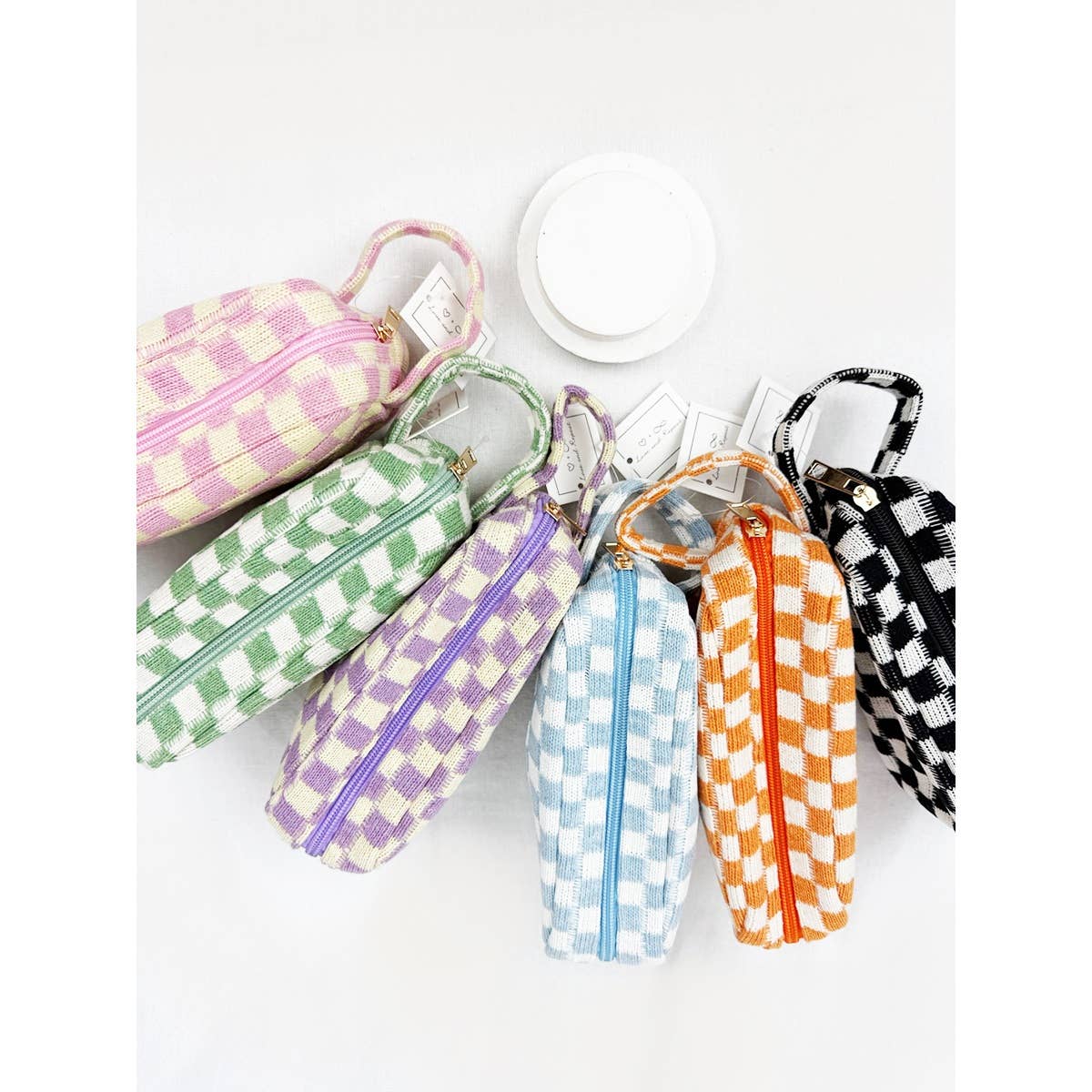 Famous Checker Cosmetic Bag with handle