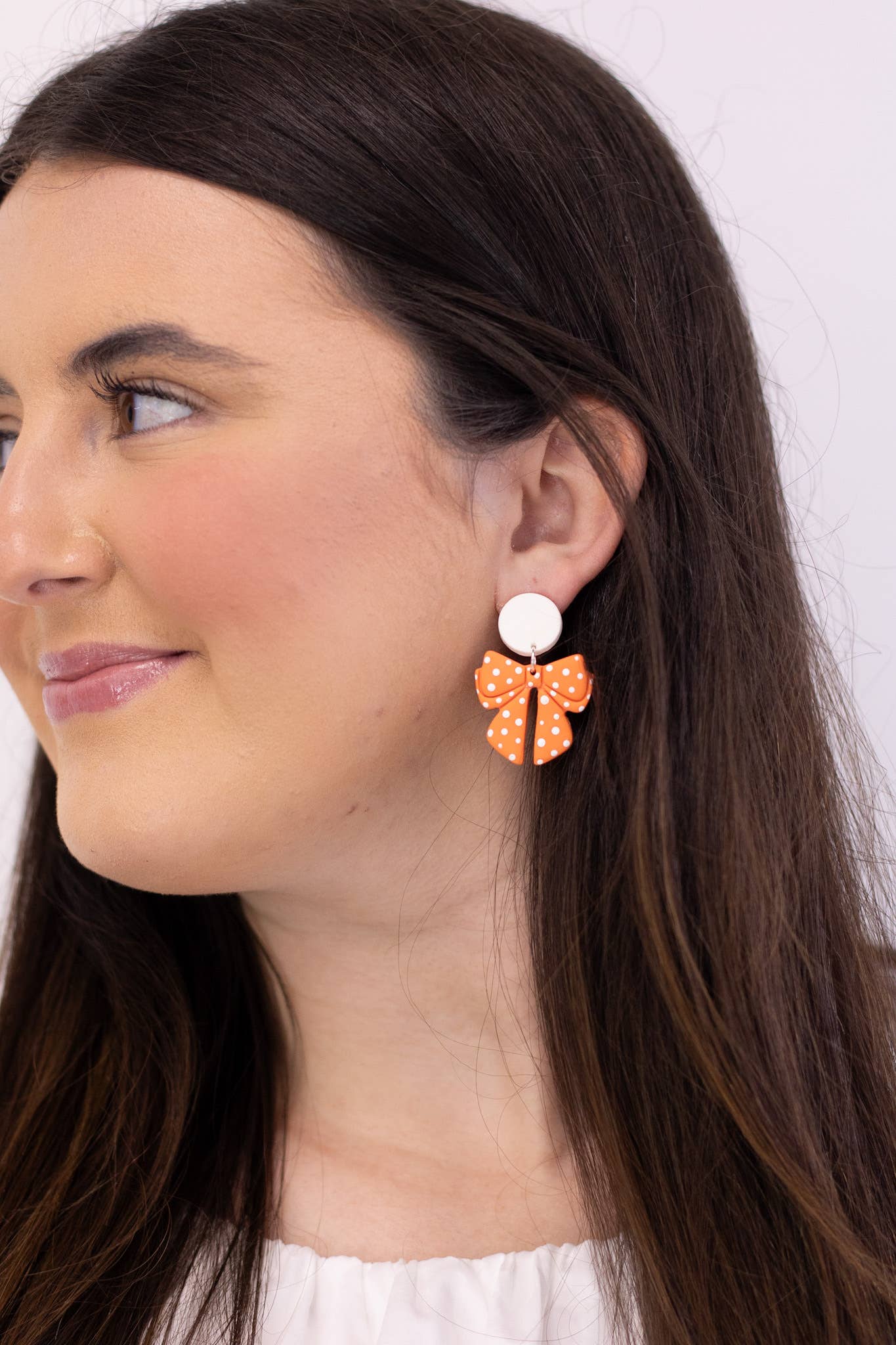 Polka Dot Flat Bow Dangles - Customize Team Earrings