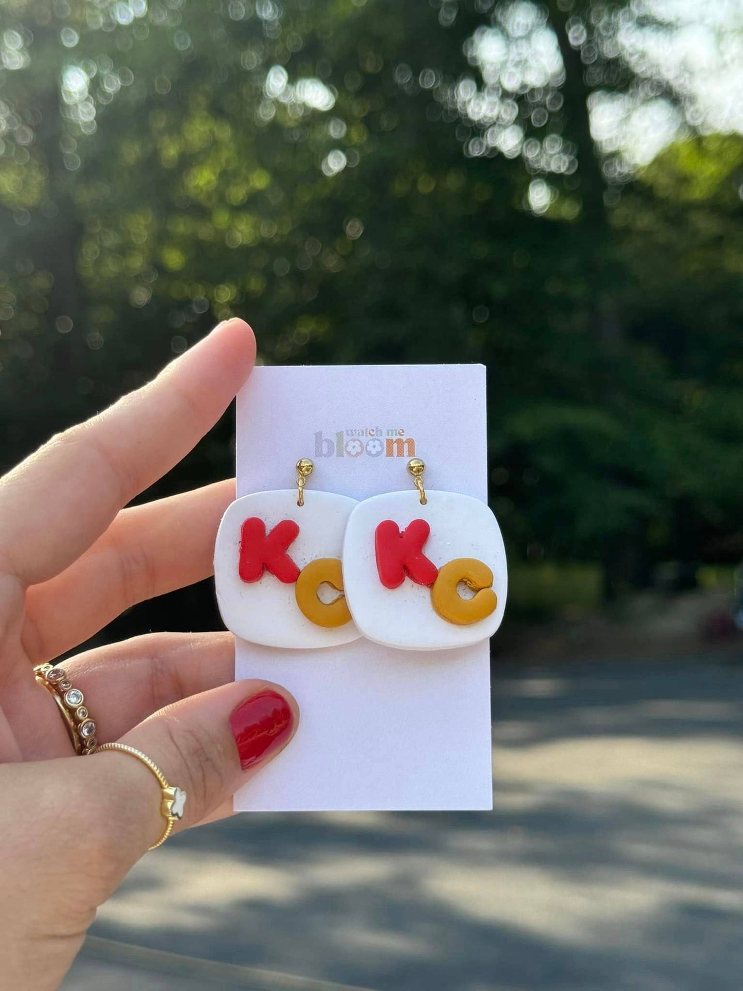 KC Fan Earrings - Clay