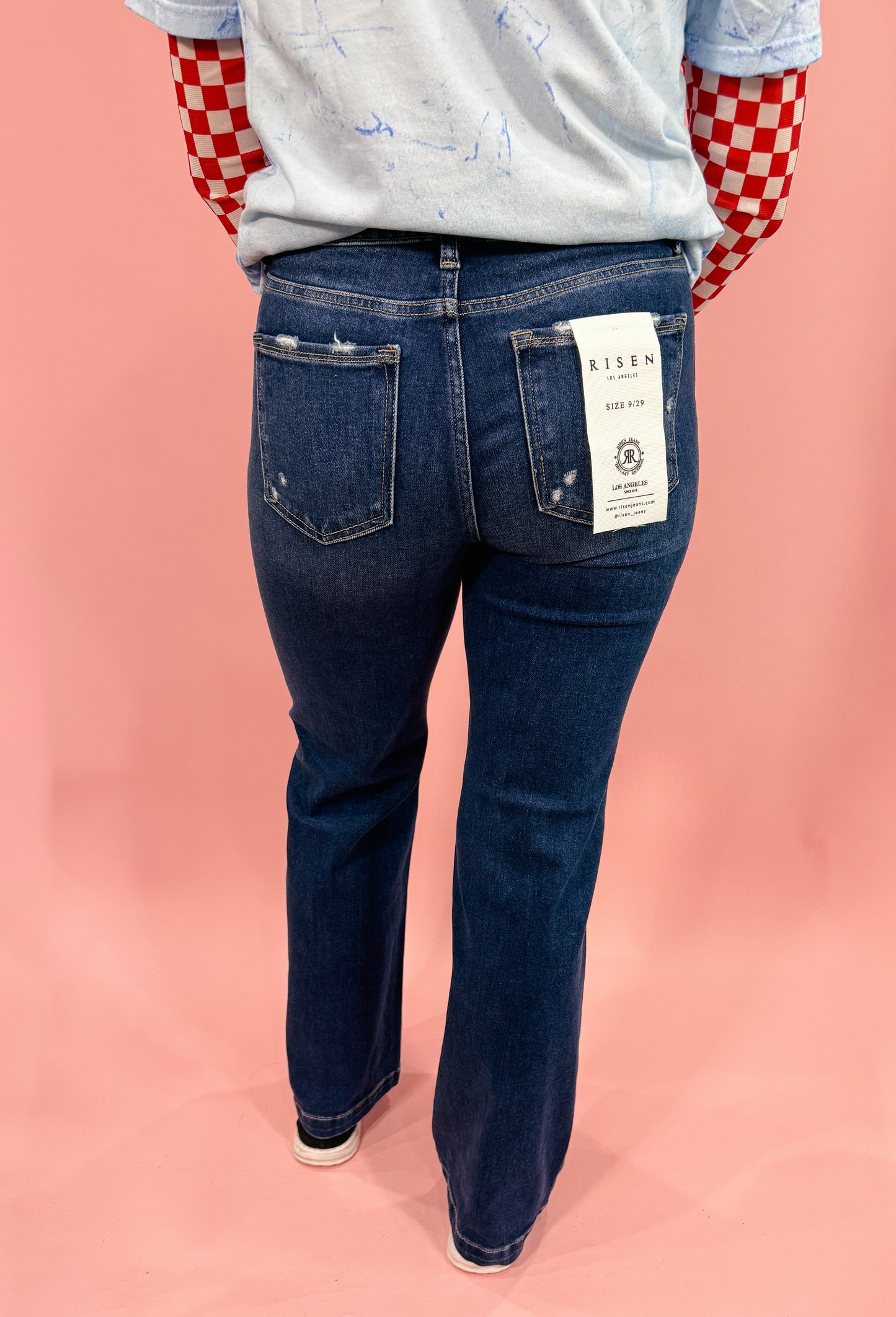 Risen High Rise Straight Jeans