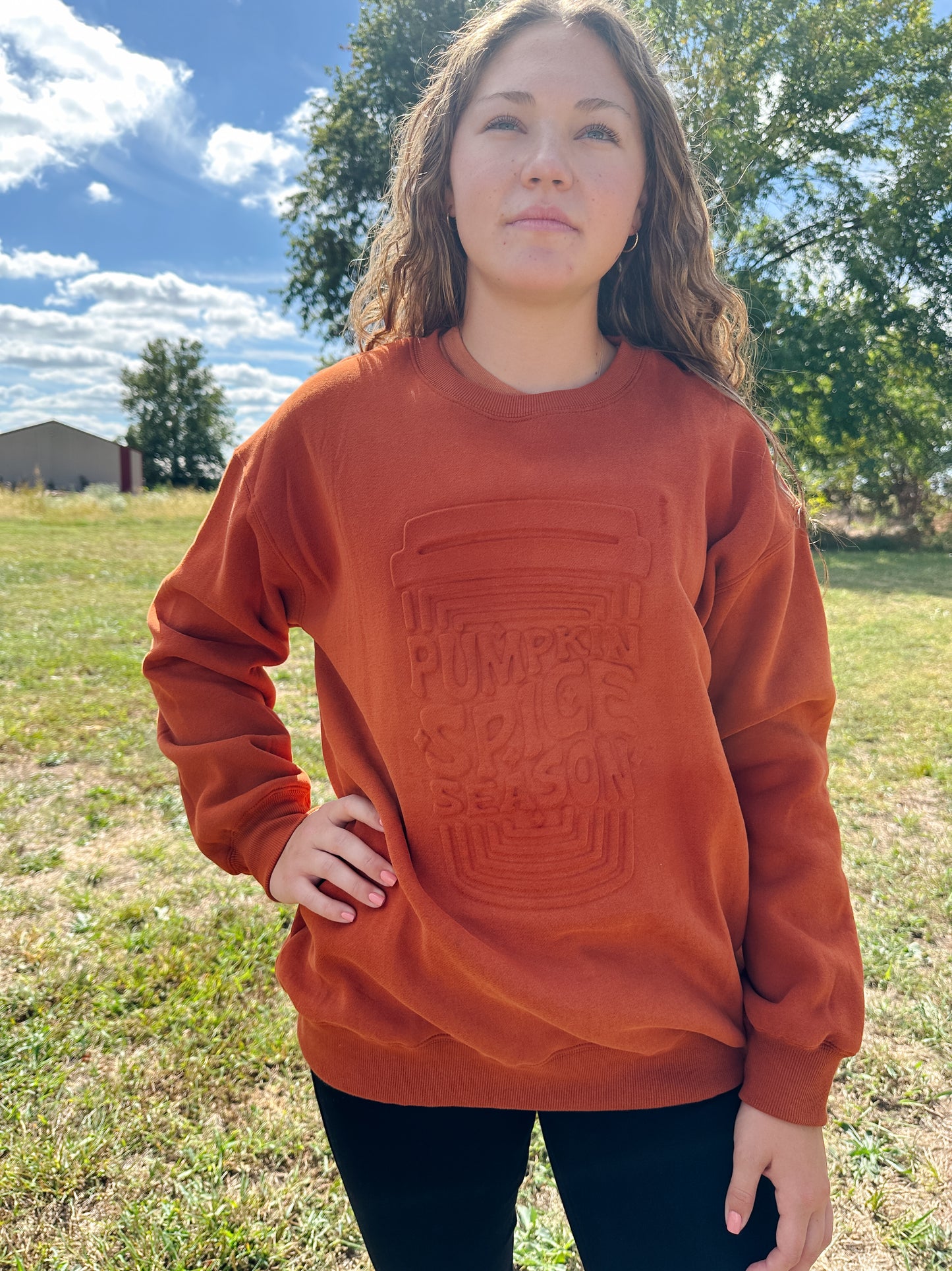 Pumpkin Spice Embossed Crewneck