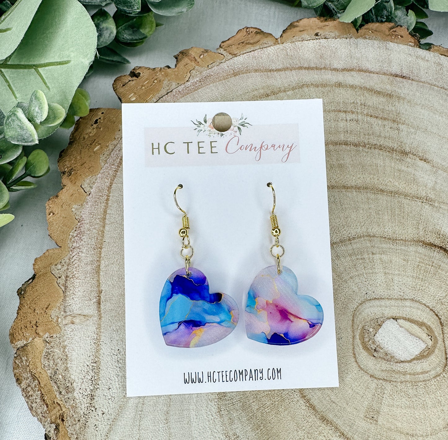 Watercolor Heart Earrings