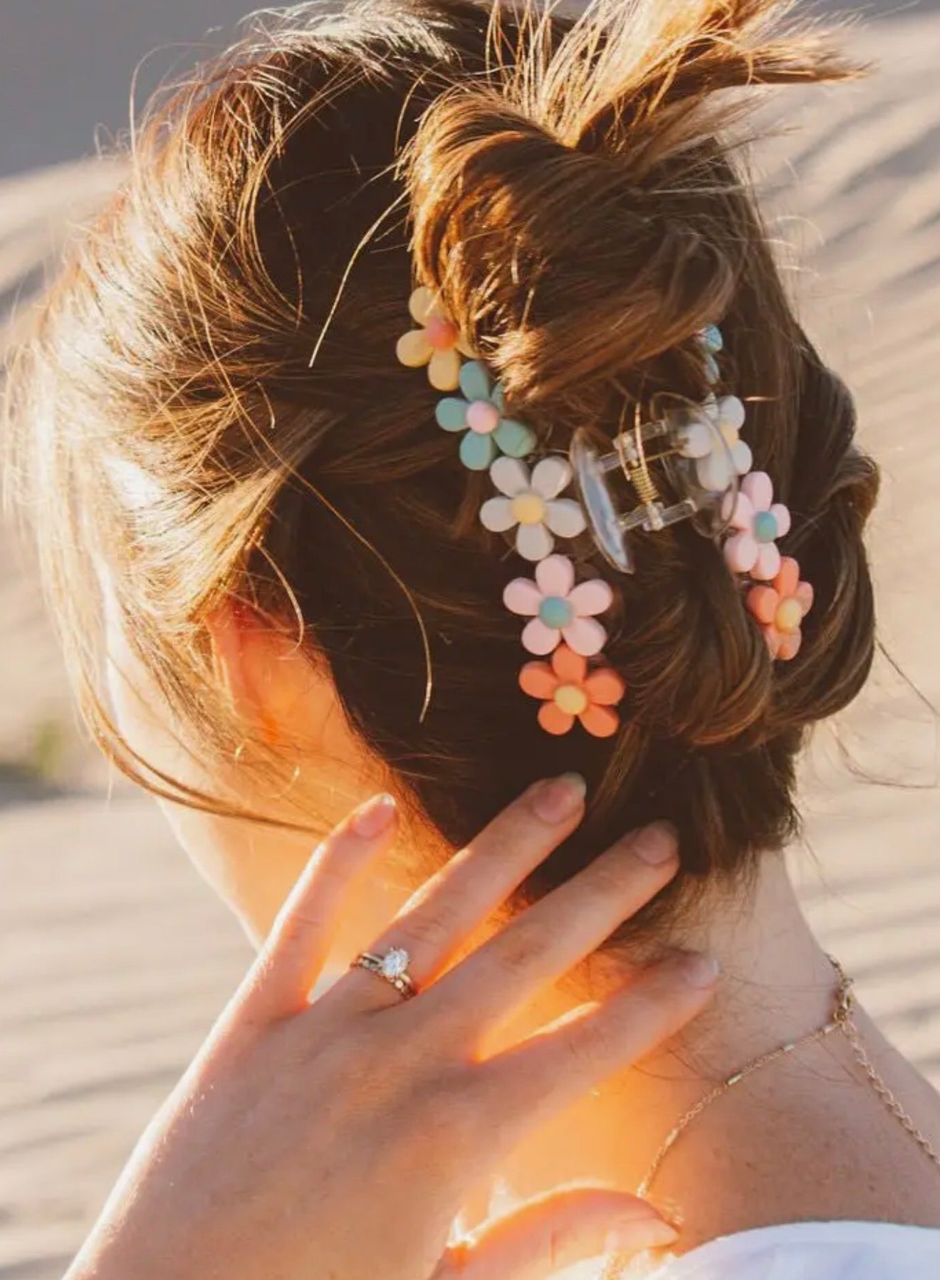 Colorful Pastel Flower Claw Clip