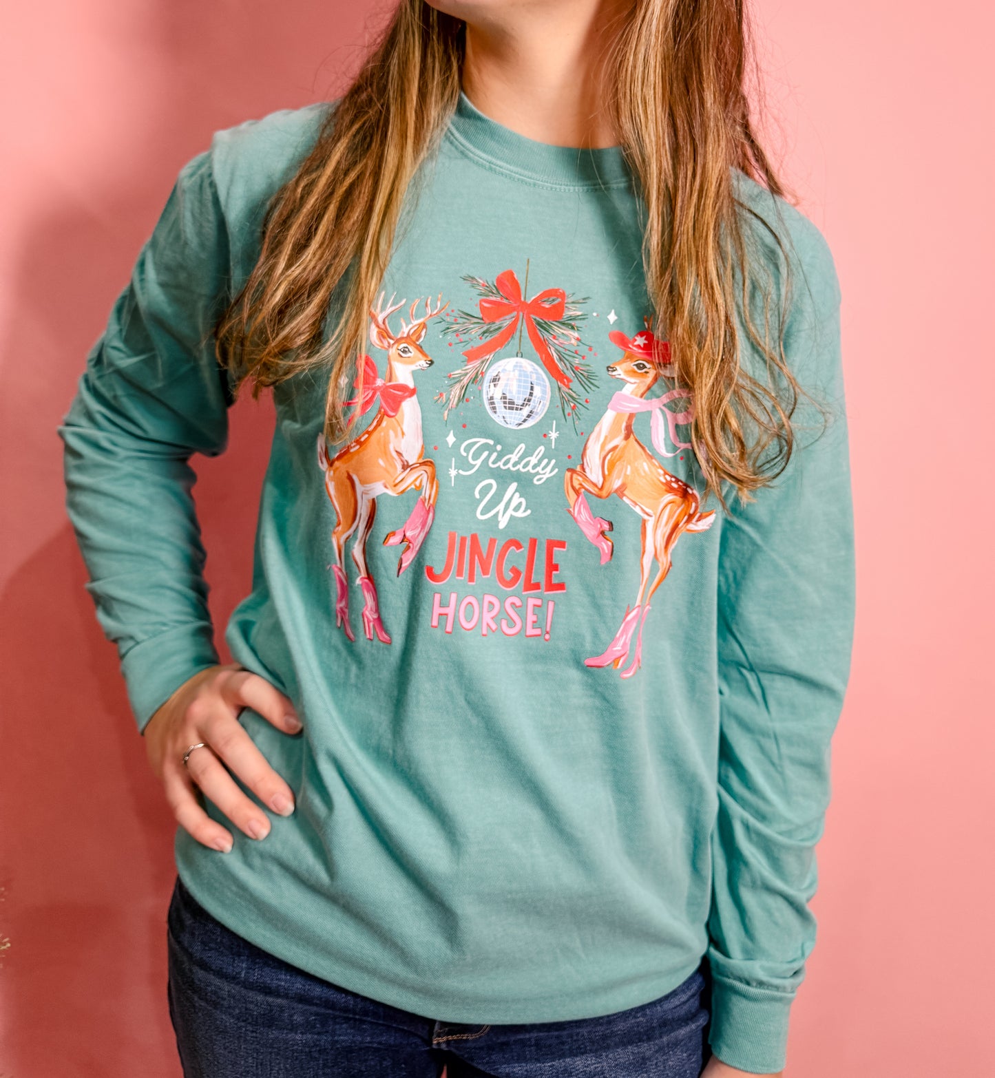 Giddy Up Jingle Horse Long Sleeve Tee