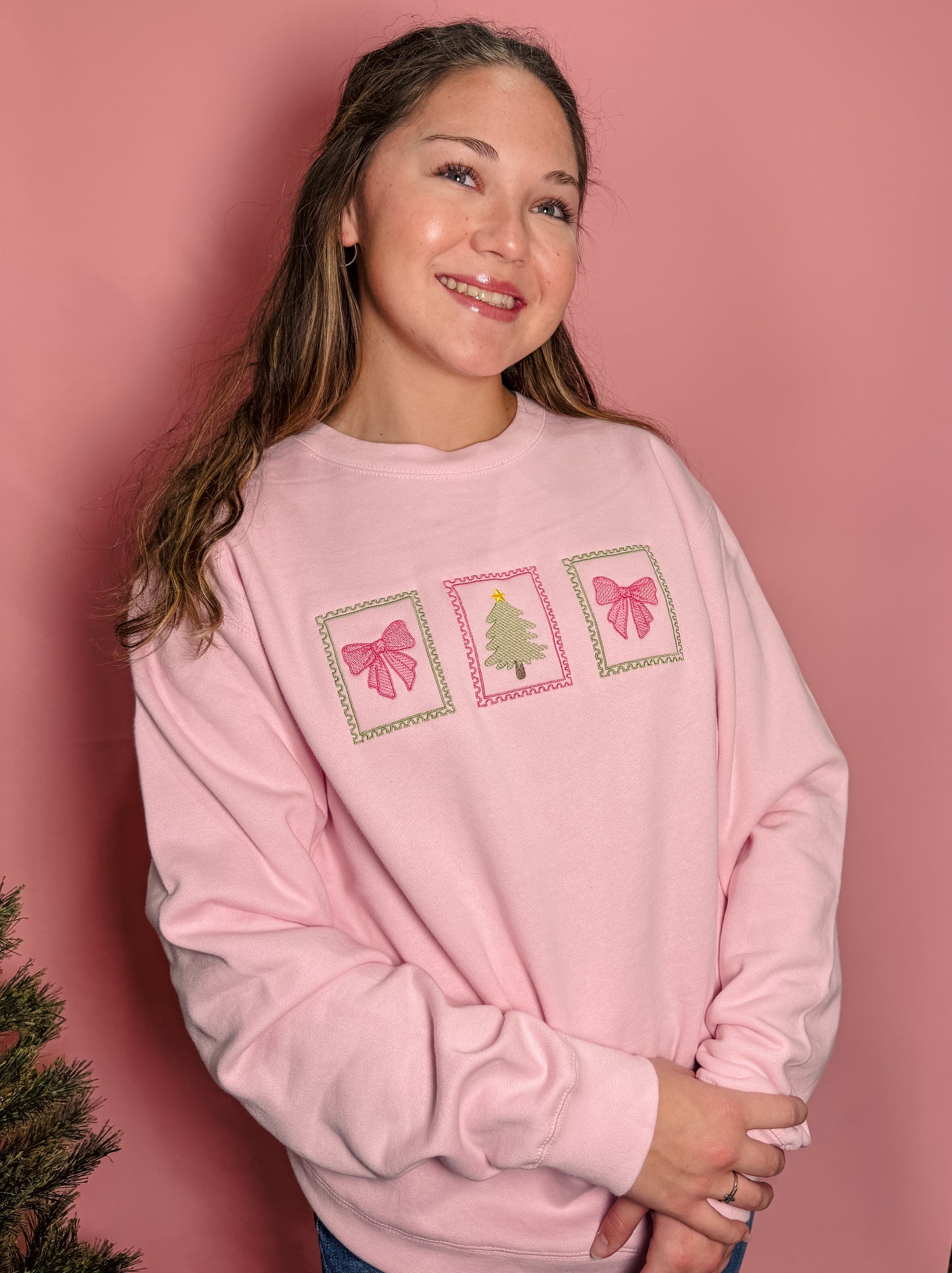 Christmas Stamps Embroidery Crewneck
