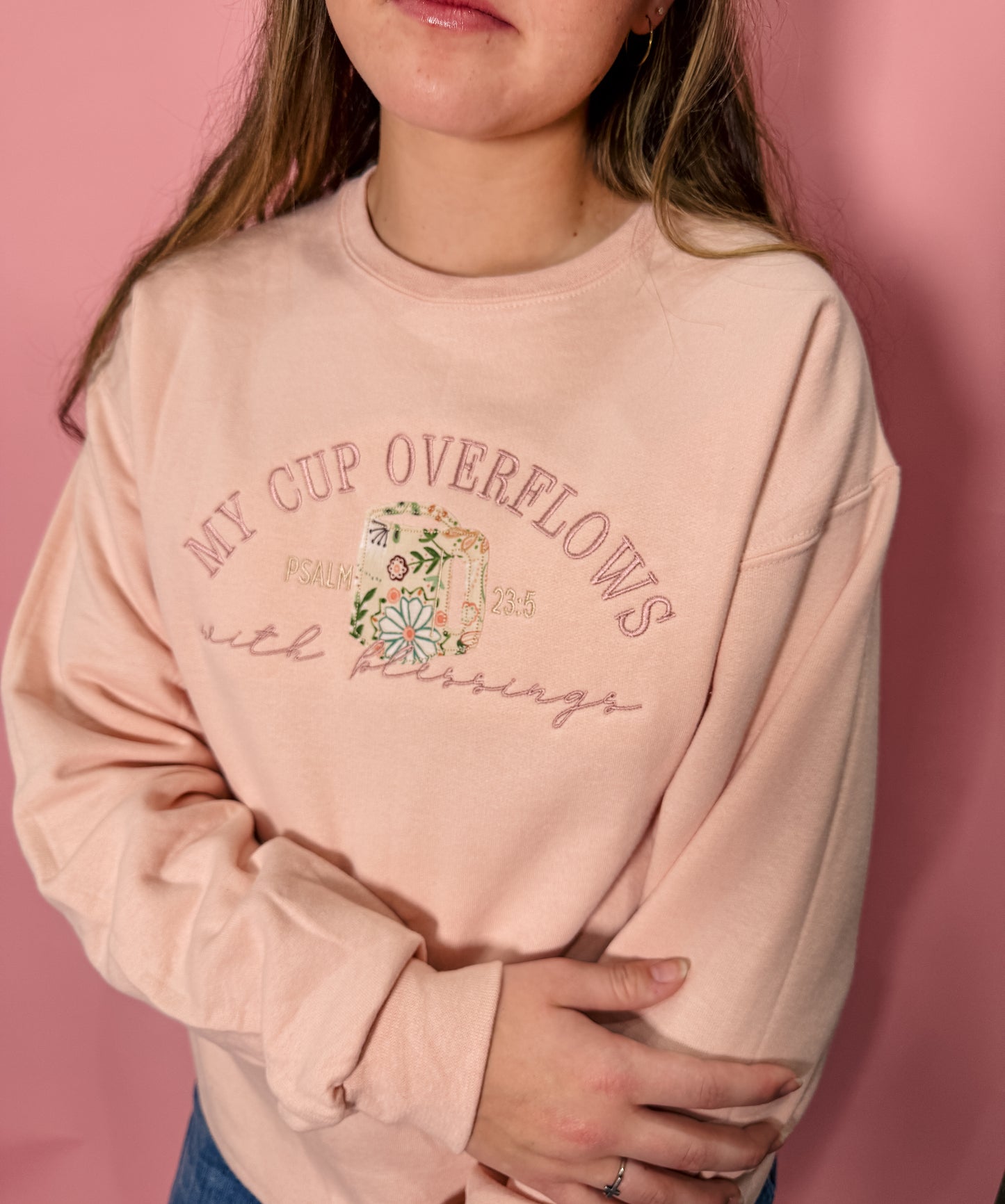 Psalms 23:5 Applique Crewneck Sweatshirt