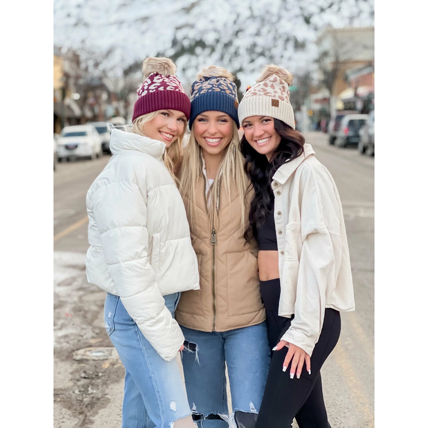 CC Beanie Leopard Pom