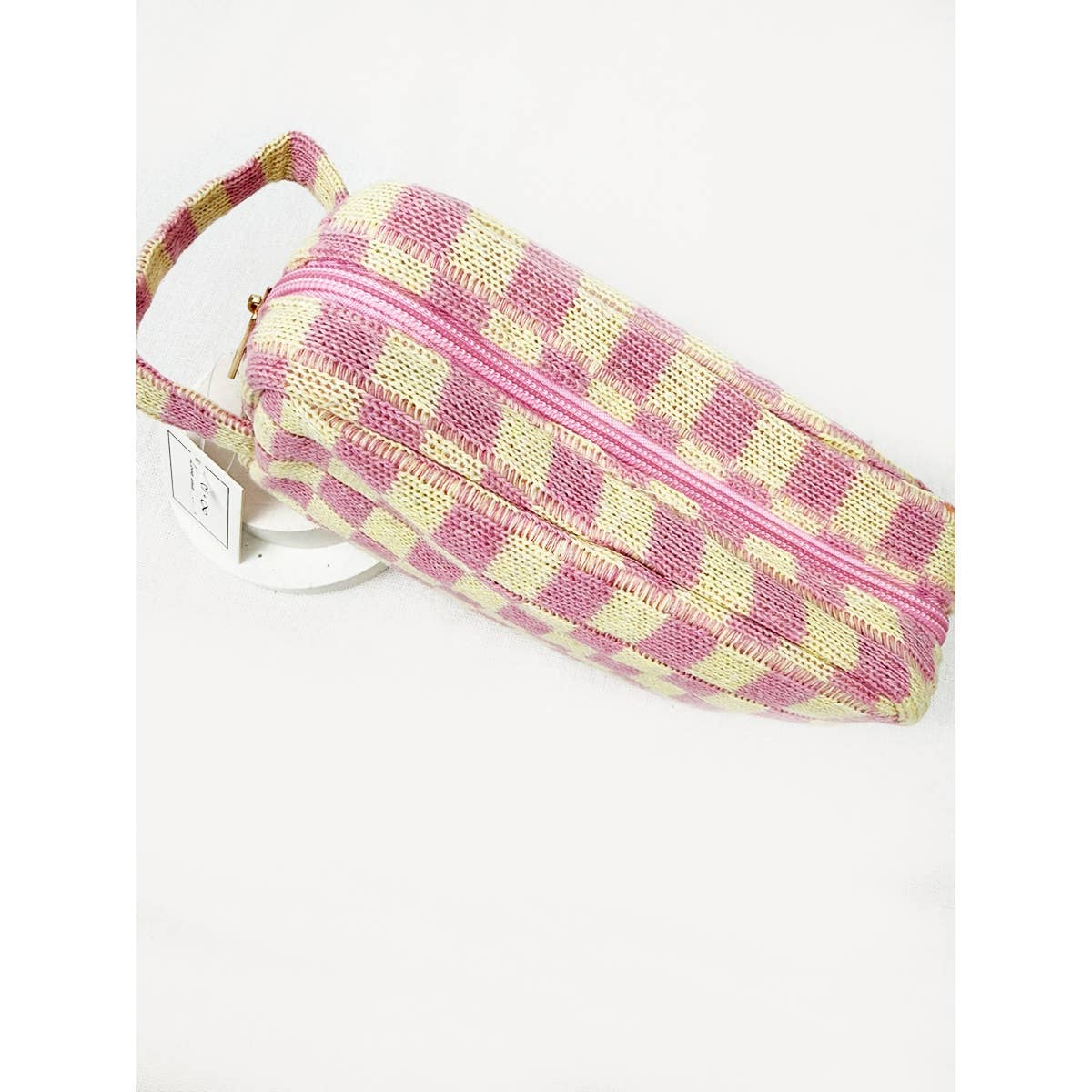 Famous Checker Cosmetic Bag with handle