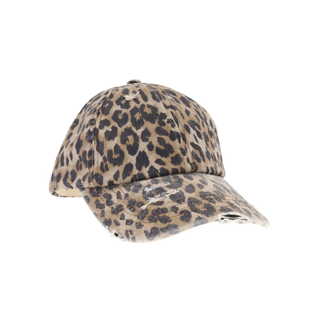 Washed Denim Ponytail CC Ball Cap