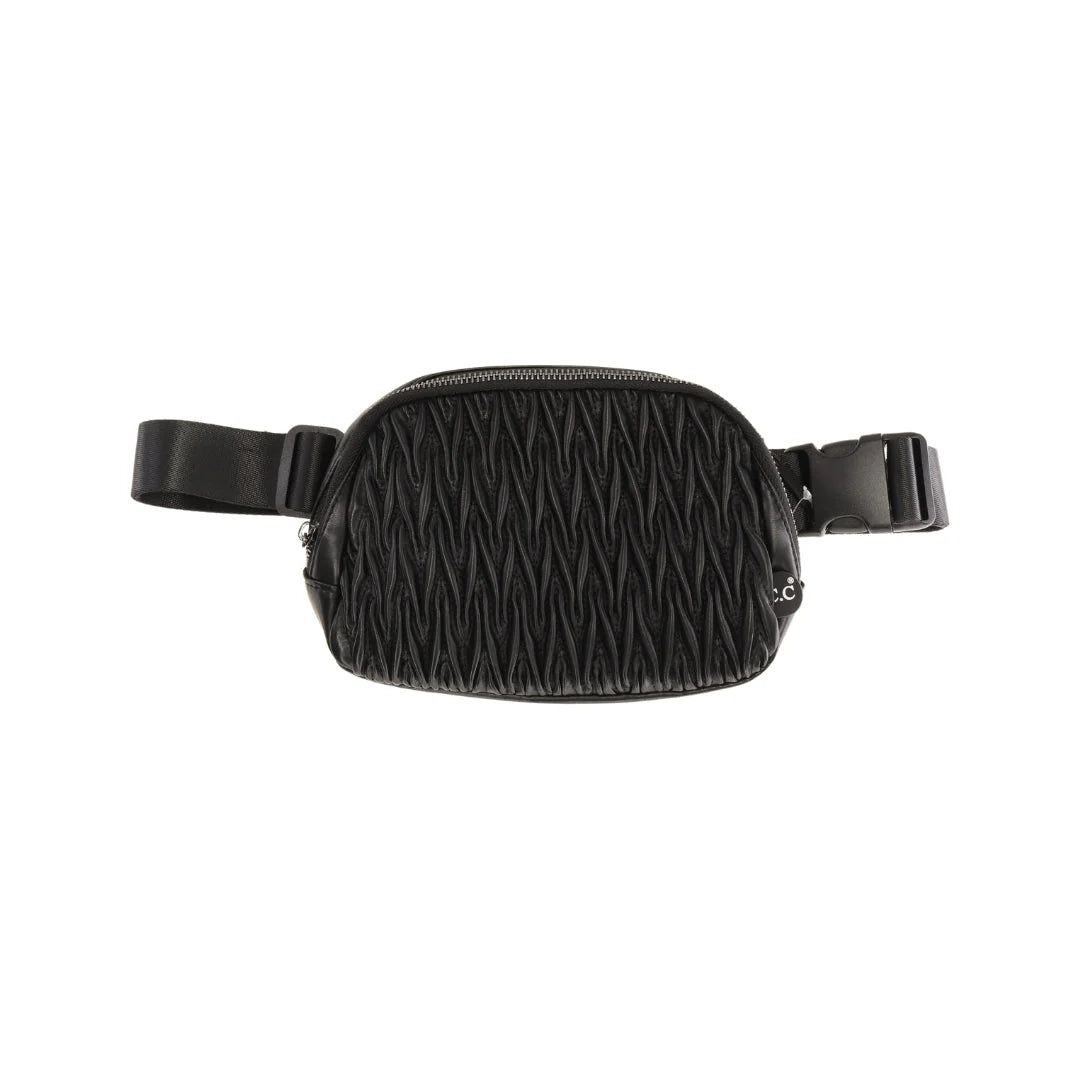 CC Pleated Faux Leather Belt Bag BGS0065