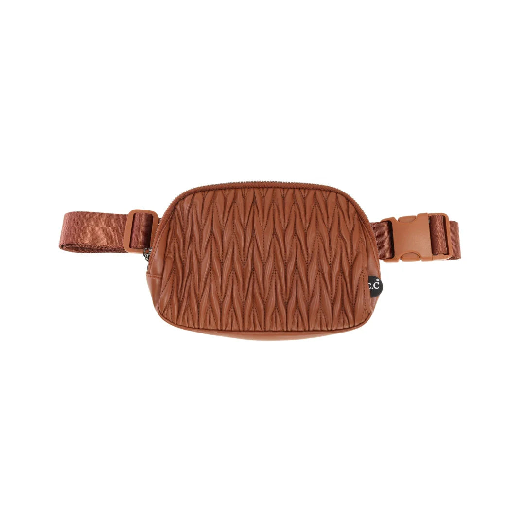 CC Pleated Faux Leather Belt Bag BGS0065