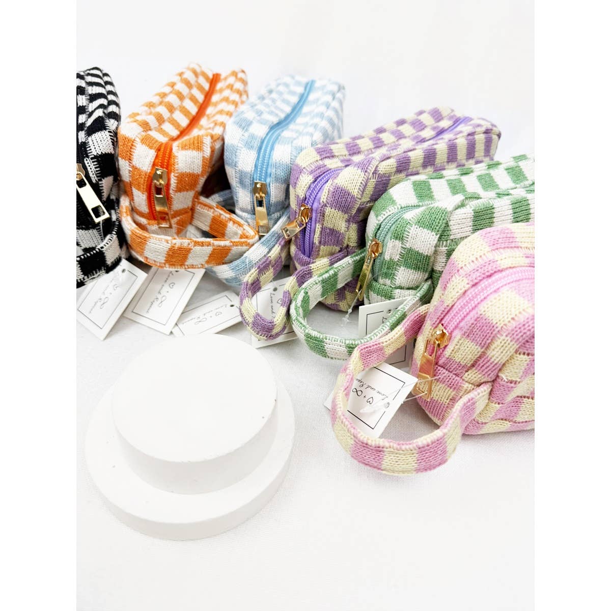 Famous Checker Cosmetic Bag with handle
