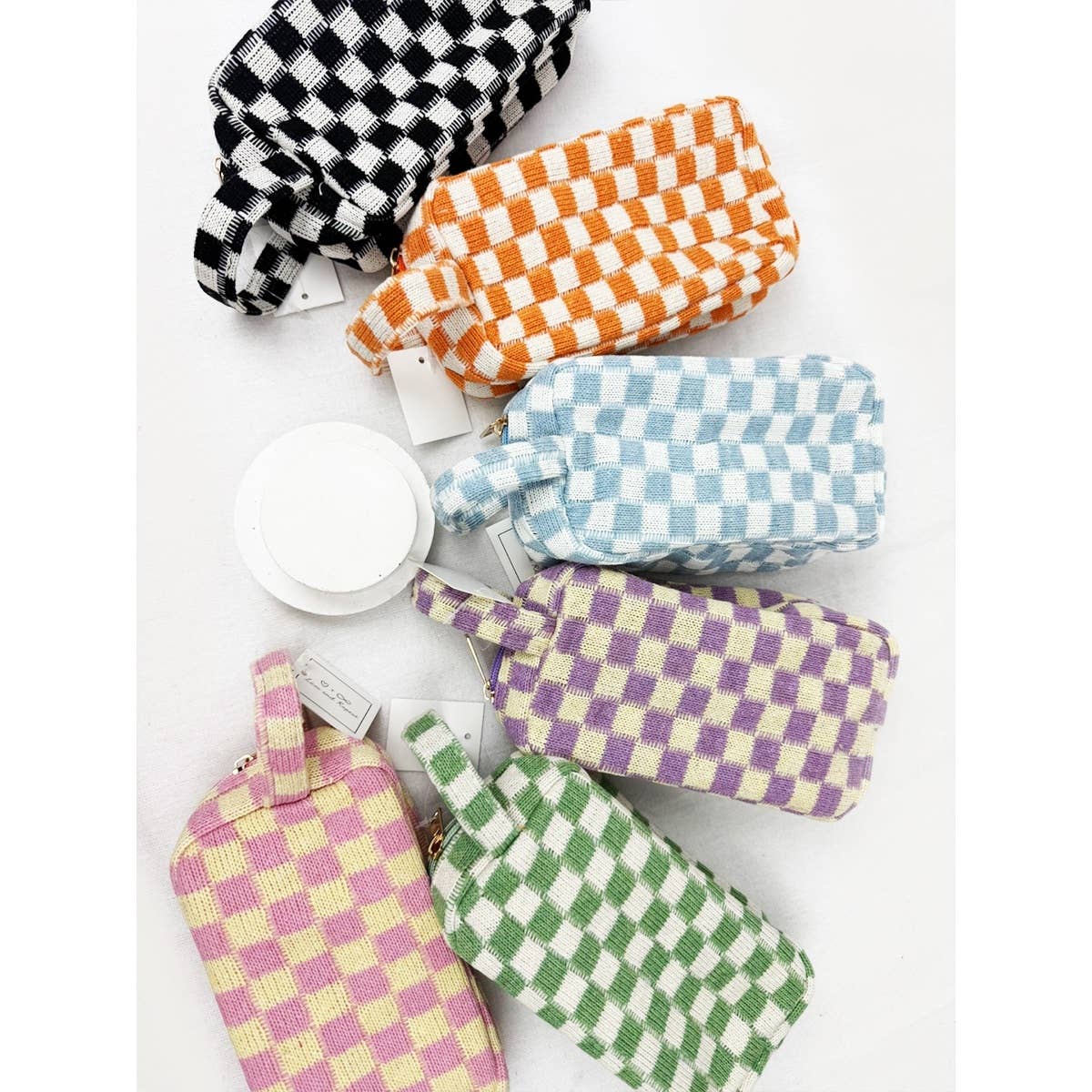 Famous Checker Cosmetic Bag with handle