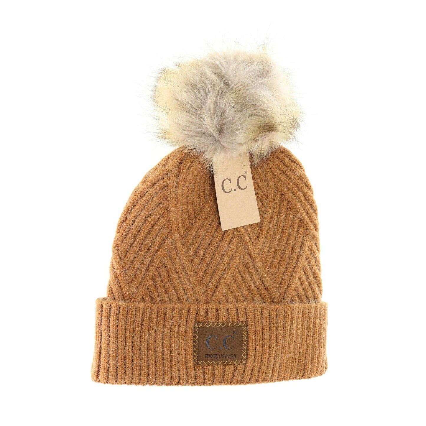 Large Patch Heather Pom Beanie