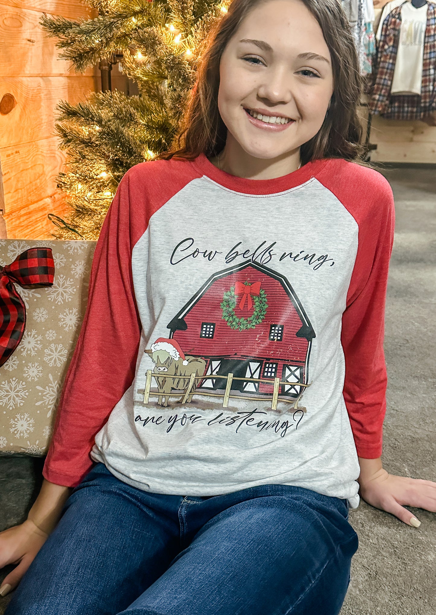 Cow Bells Ring Raglan Tee