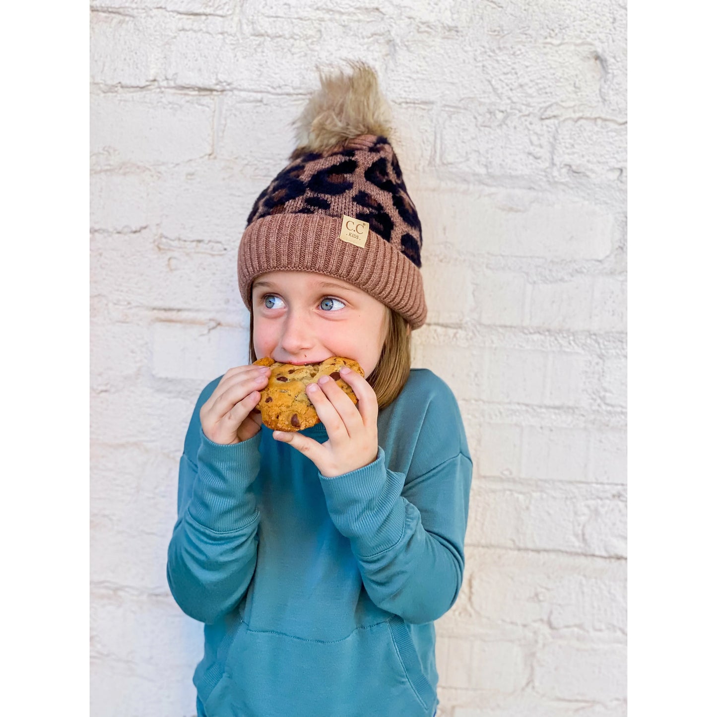 Kids Leopard Pom CC Beanie