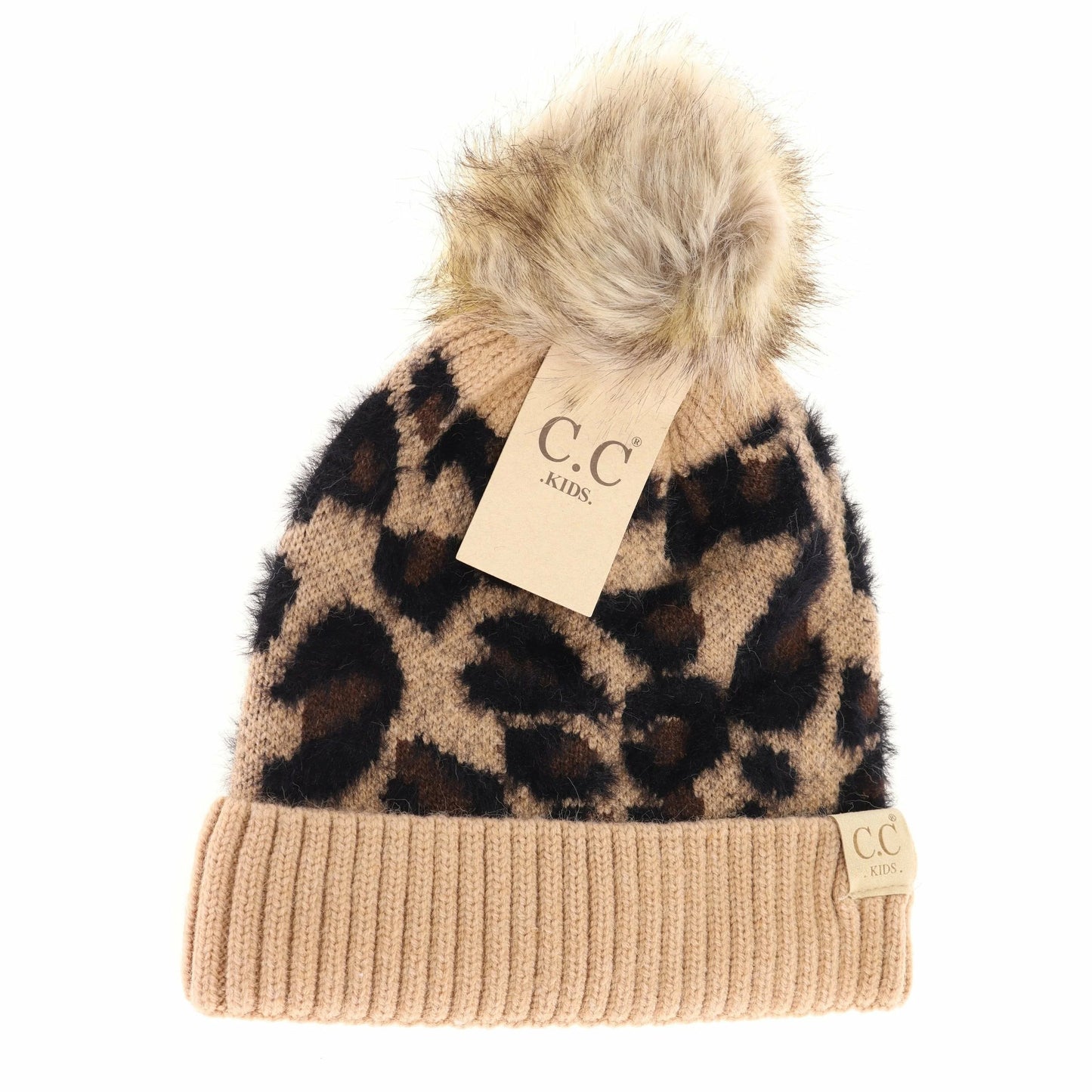 Kids Leopard Pom CC Beanie