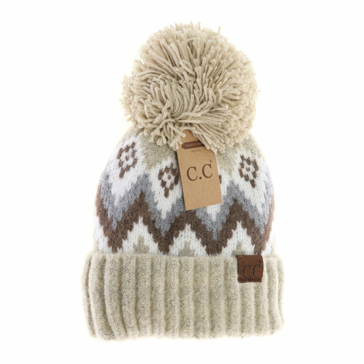 Aztec Chevron Knit Pom