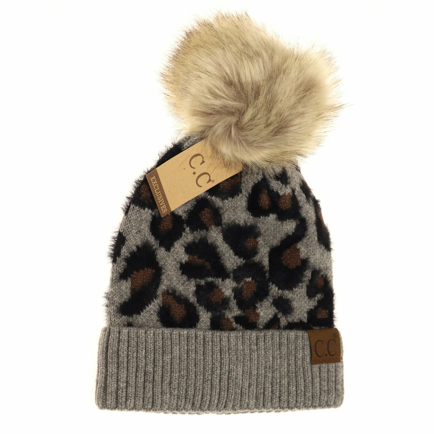 Leopard Pom Adult Beanie