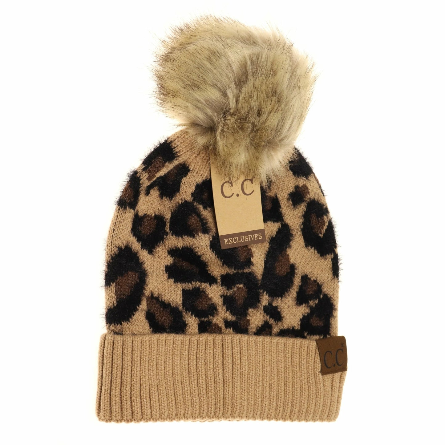 Leopard Pom Adult Beanie