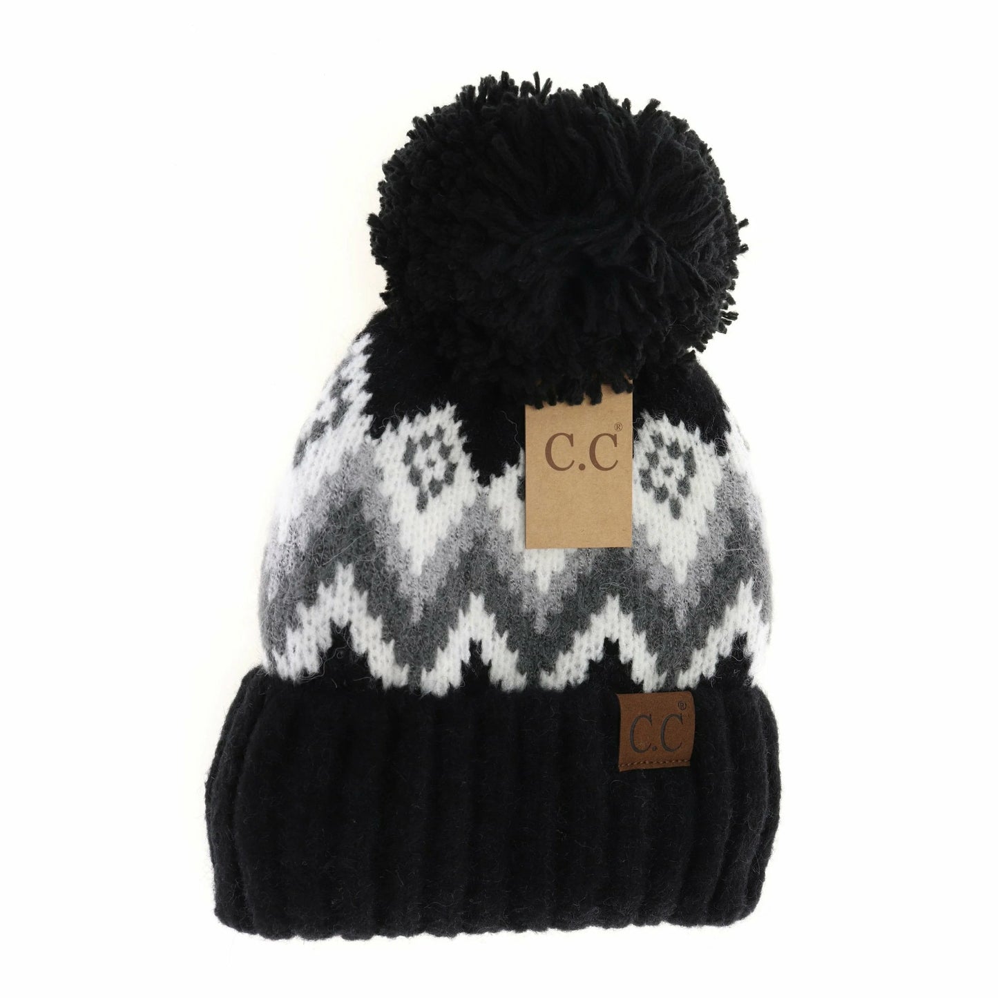 Aztec Chevron Knit Pom