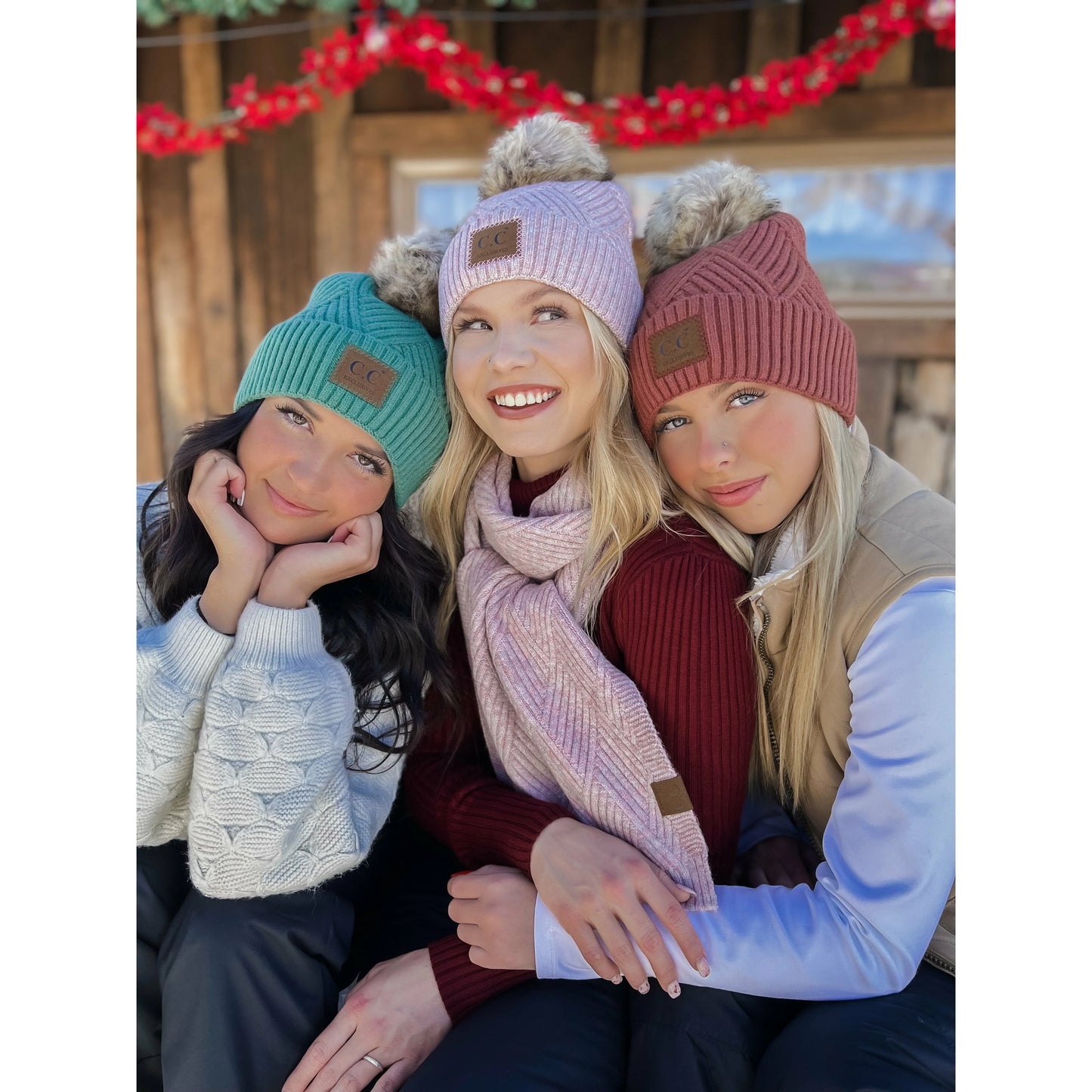 Large Patch Heather Pom Beanie