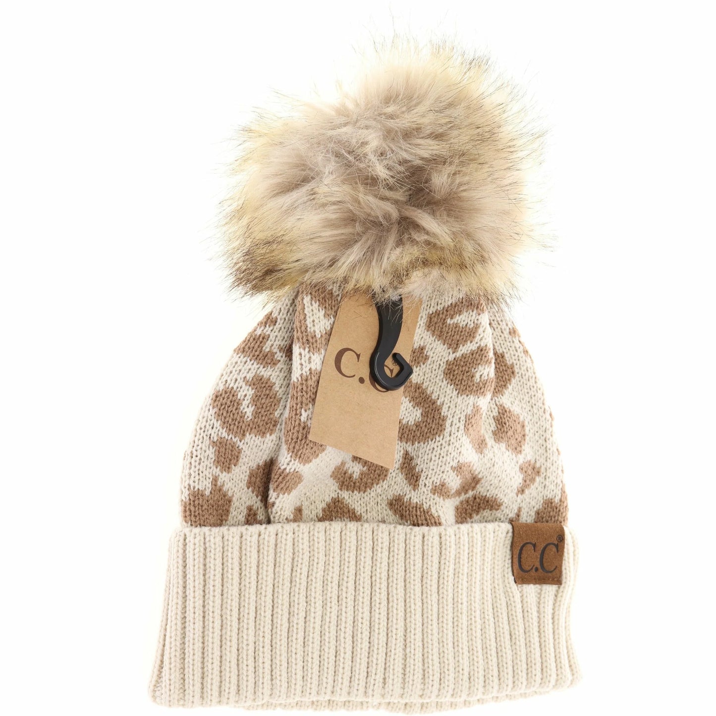 CC Beanie Leopard Pom