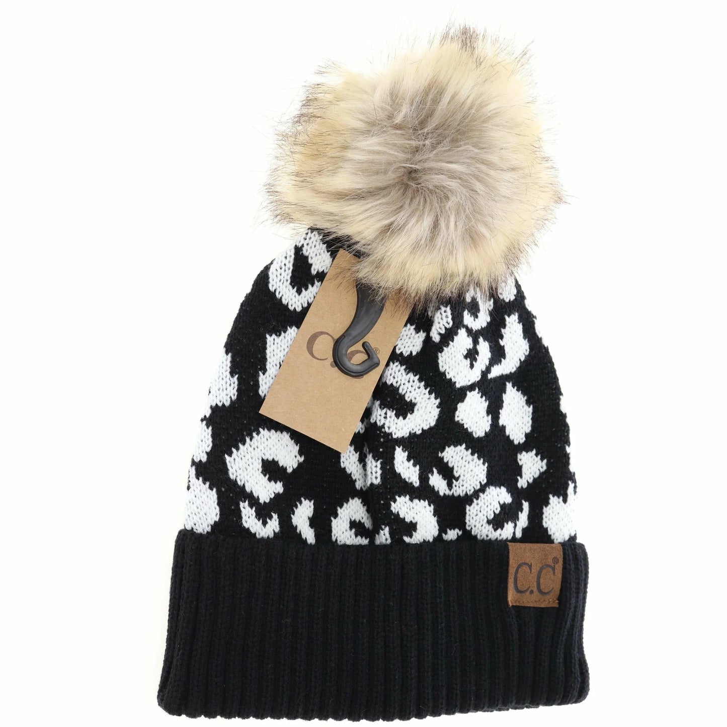 CC Beanie Leopard Pom