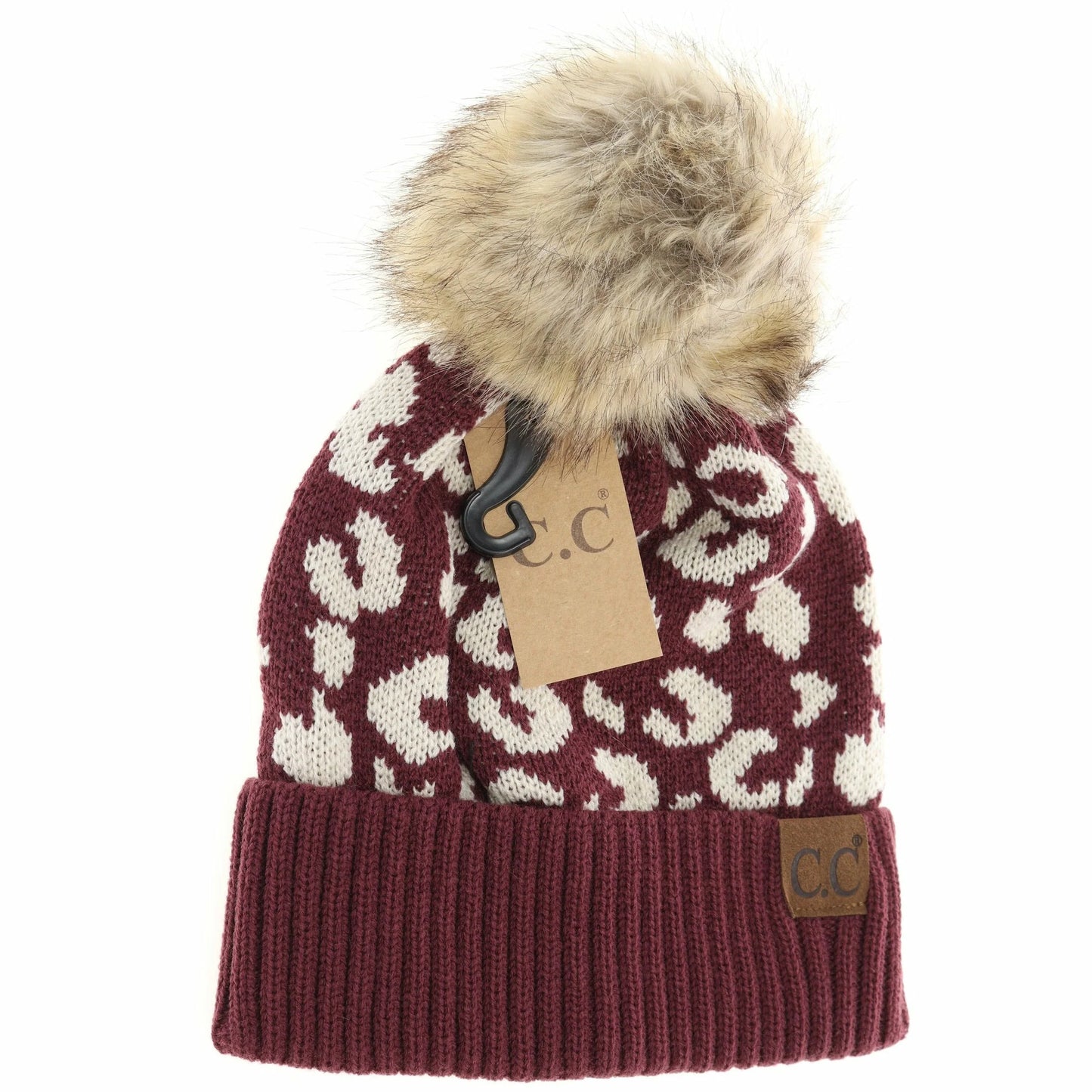 CC Beanie Leopard Pom