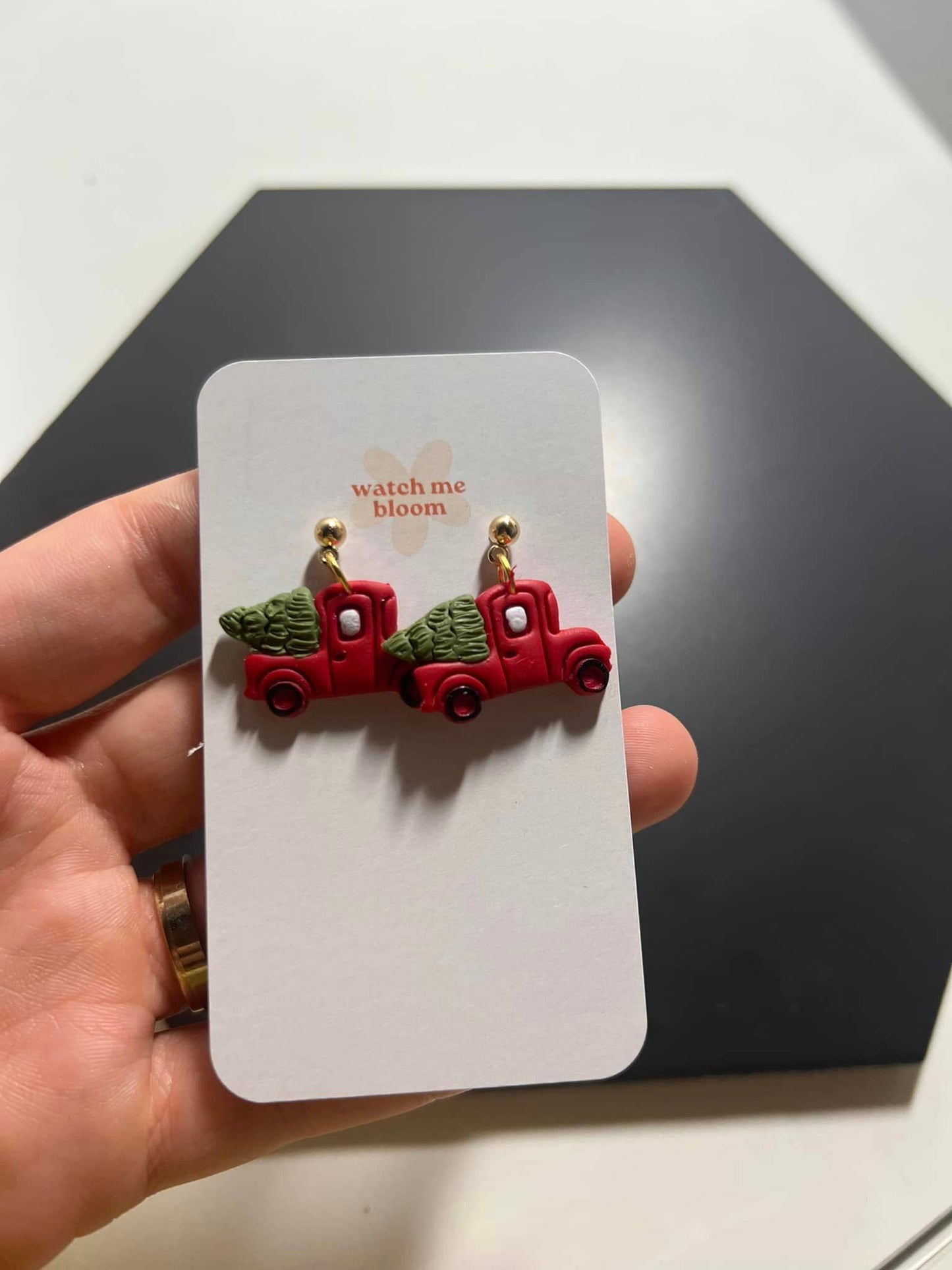 Trucking through Christmas Earrings - Clay