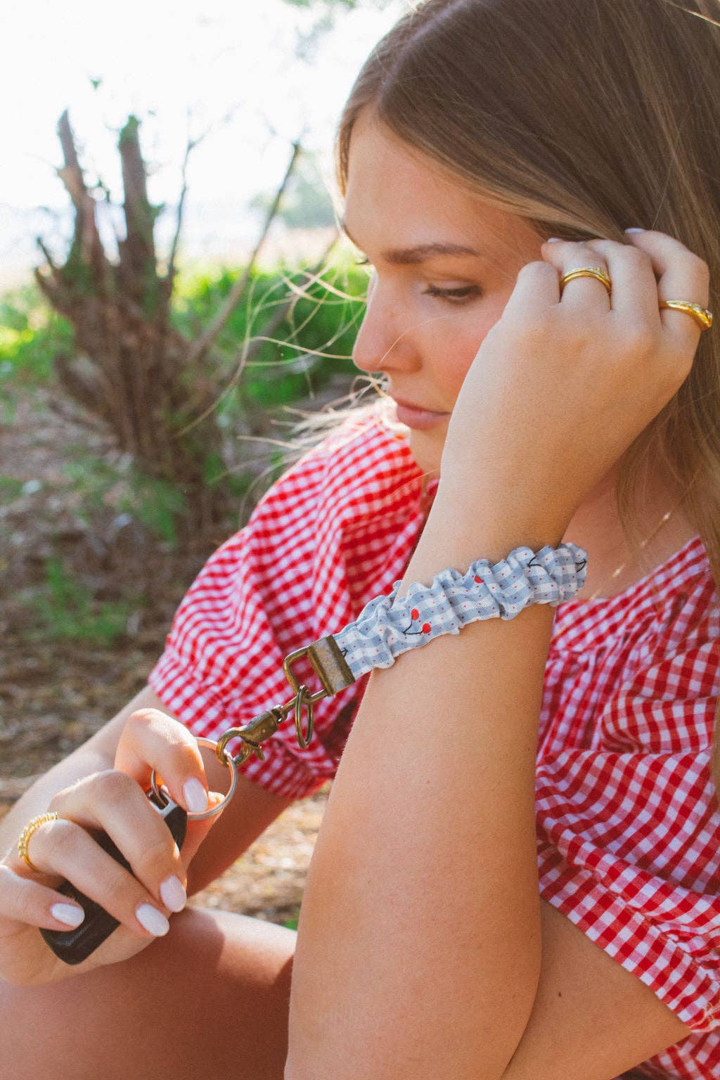 Cherry Gingham Keychain