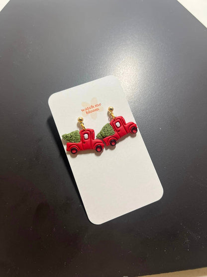 Trucking through Christmas Earrings - Clay