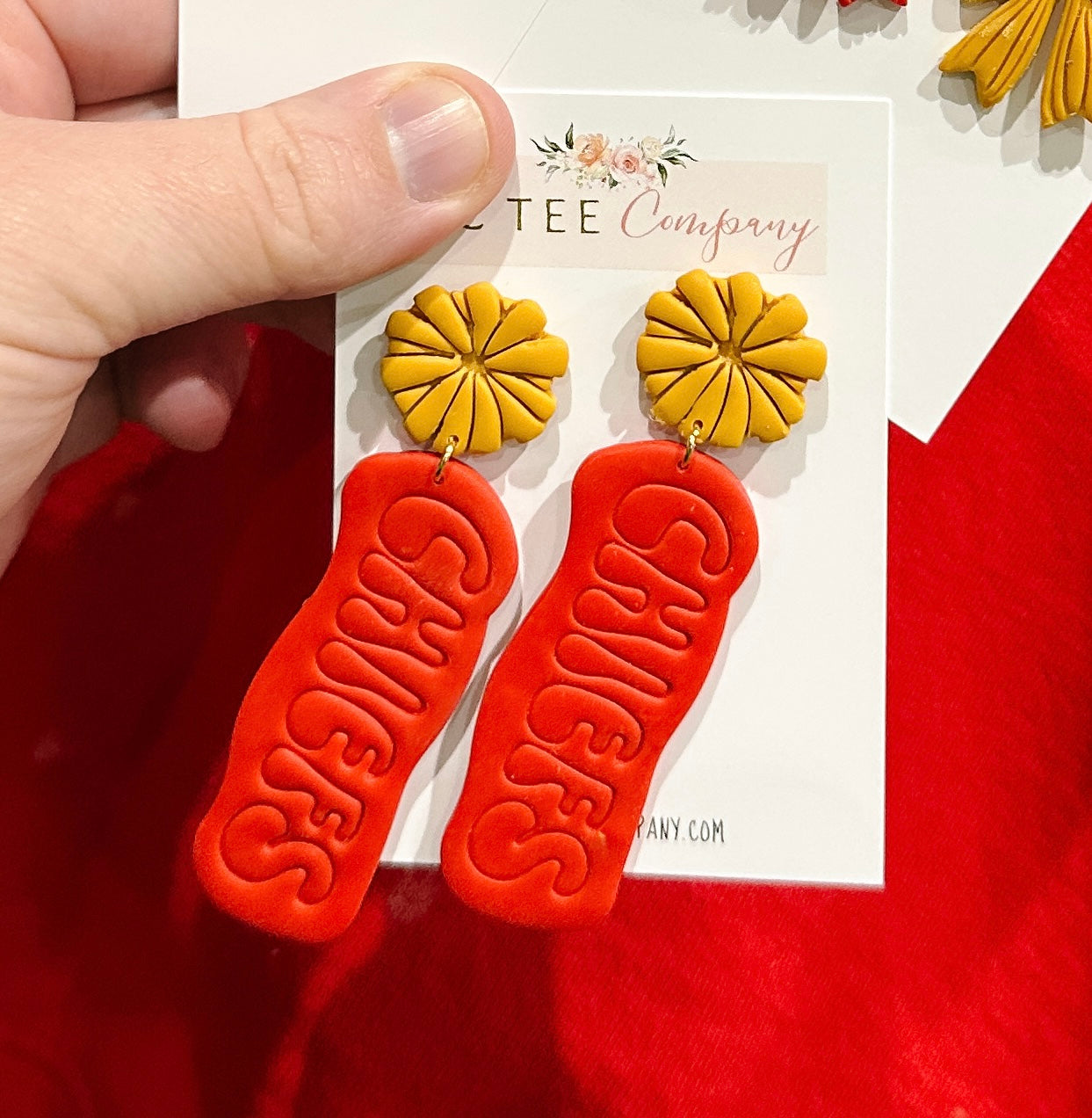 KC Pom Dangling Clay Earrings