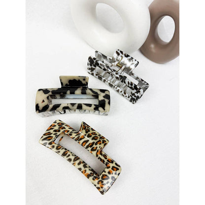 Leopard Print Rectangle Hair Claw Clip