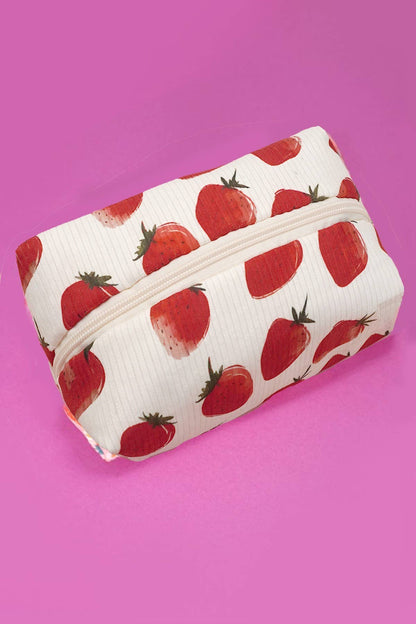 STRAWBERRY WESTERN BOW MAKEUP COSMETIC POUCH BAG | 40P544