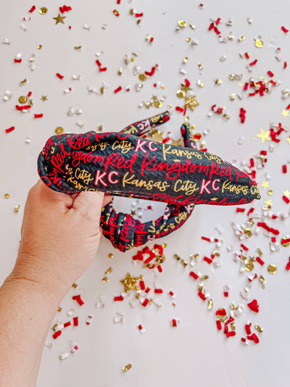 Black Kansas City KC Red Kingdom Cursive Knotted Headband