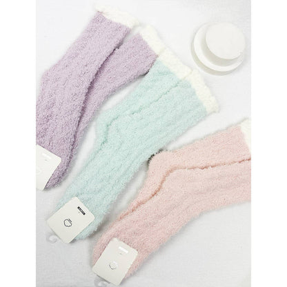 Cable Knit Pattern Two Tone Cozy Socks