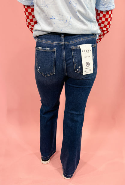 Risen High Rise Straight Jeans
