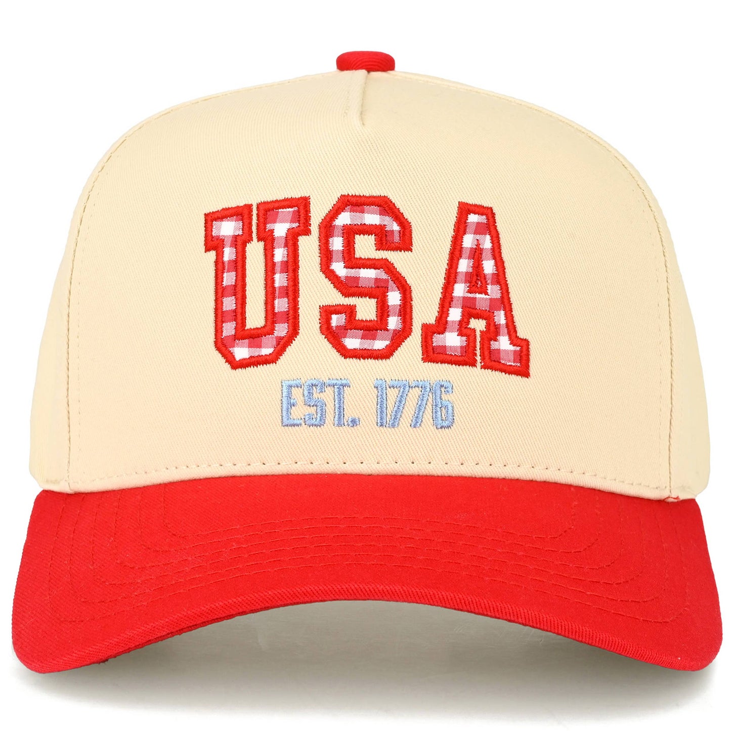 USA Gingham Checkered Two Tone Trucker Hat