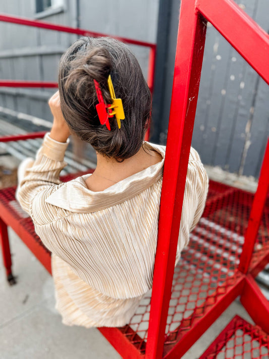 Red/Gold Two-Toned Rectangle Claw
