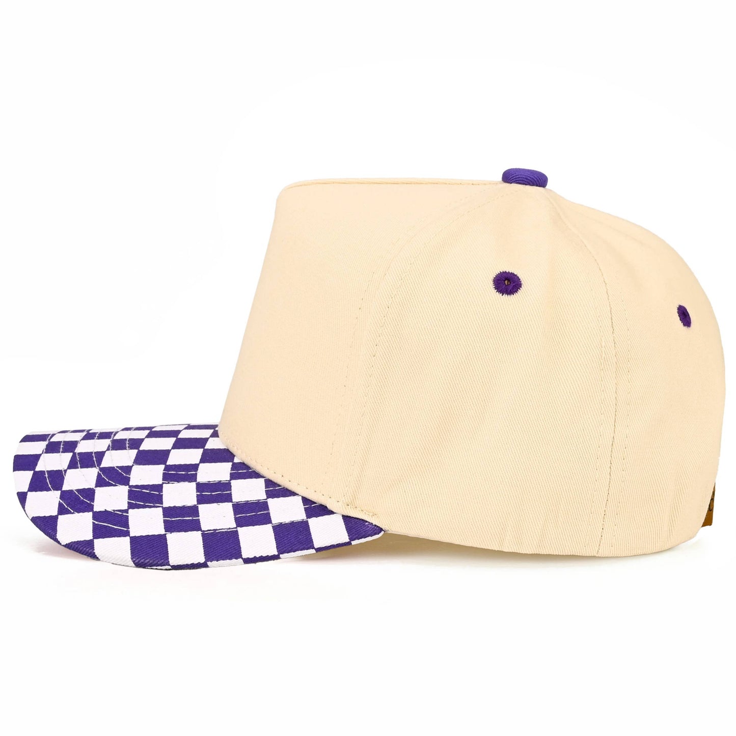 C.C Check Board Pattern Print Two Tone Canvas Trucker Hat