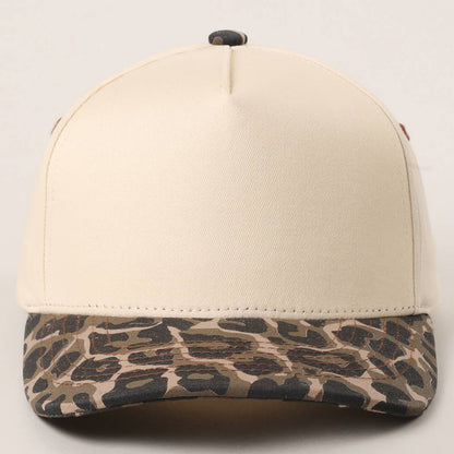 Two Tone Leopard Printed Canvas Trucker Hat