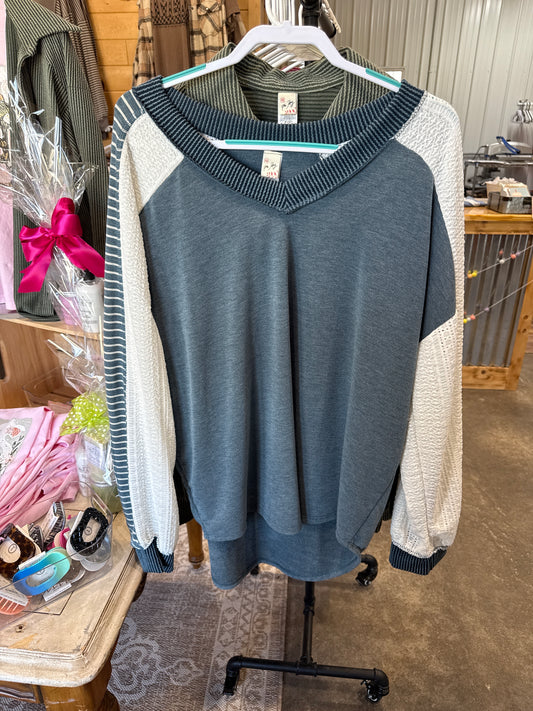 Color Block Crochet Lace Pullover Top