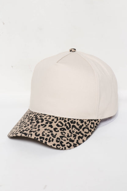 5 Panels with Leopard Print Brim 5 Panel Caps