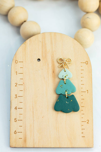 '25 Glitter Ombre Bow Tree Dangles - 18k Plated