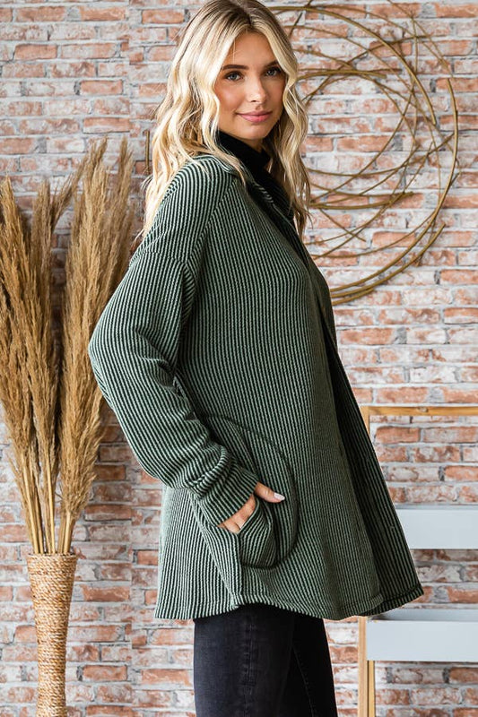 Forest Green Shacket Button Down