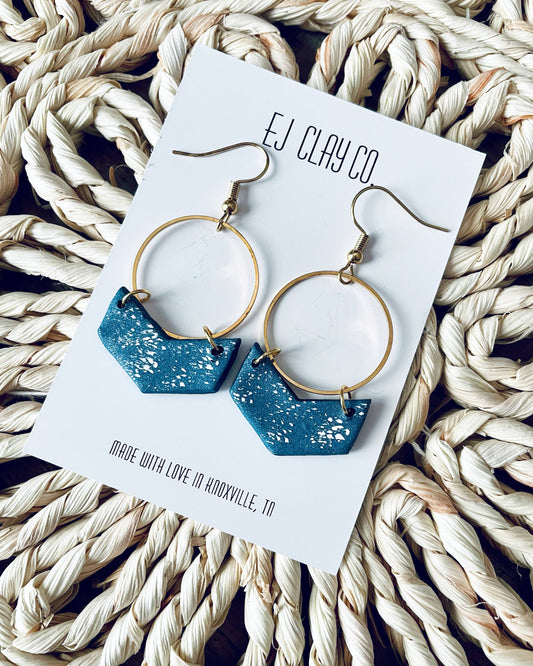 Navy Chevron Hoop Dangles